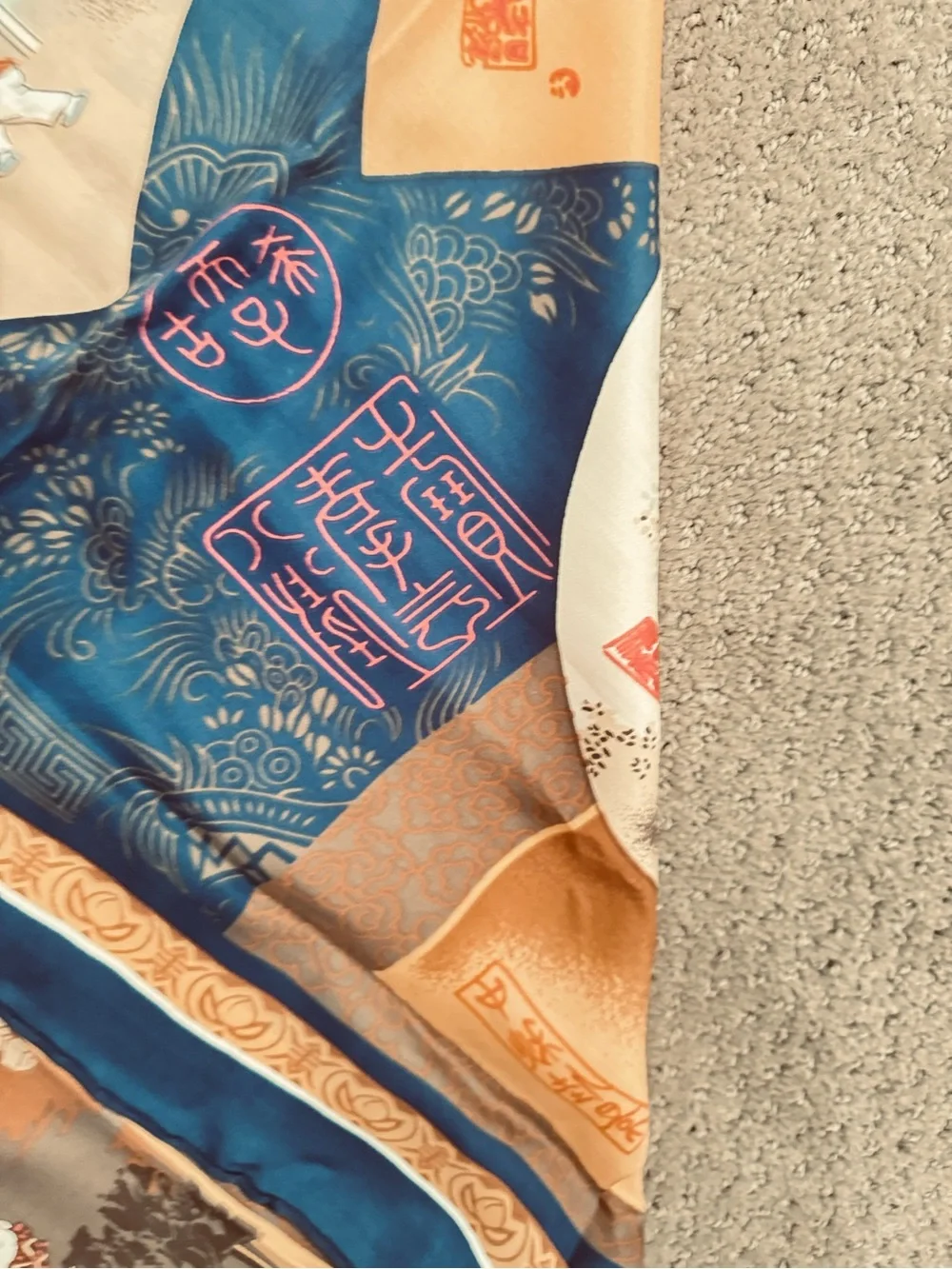 Tongyu Silk-scarf. 40 by 40 inches. Never worn.Colors are slightly muted